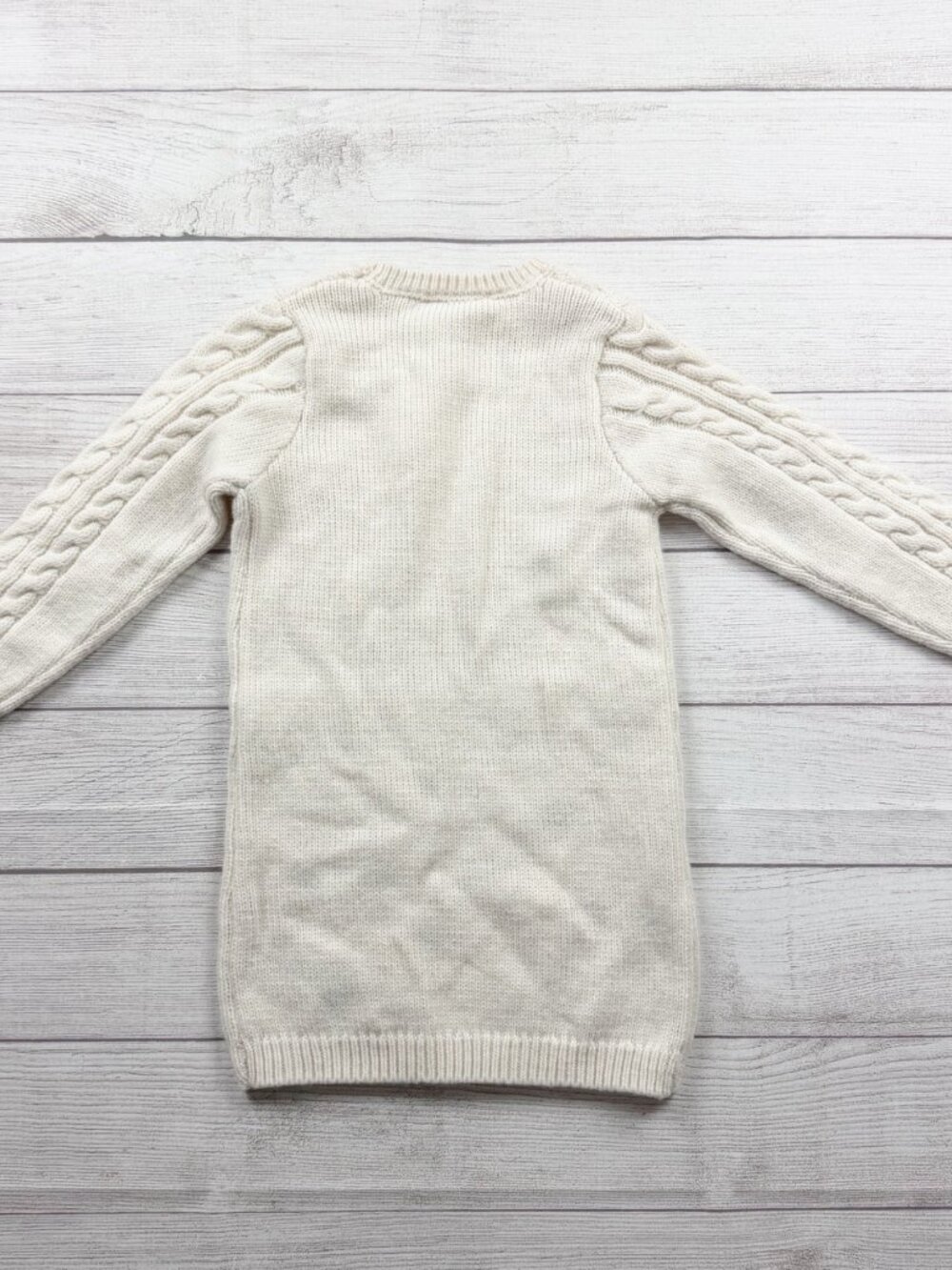 Primark Girls Cream Cable Knit Sweater Dress Floral Embroidered NWT 4-5 - Picture 4 of 4